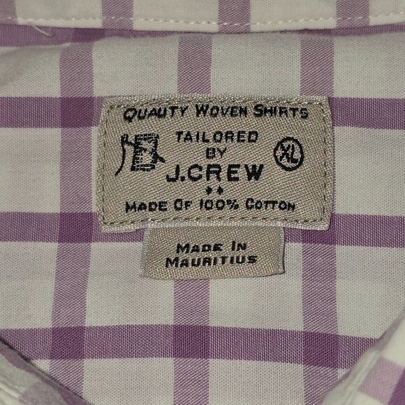 J. CREW MENS LONG SLEEVE BUTTON DOWN WHITE WITH PURPLE WINDOWPANE PRINT SIZE XL - Picture 4 of 7